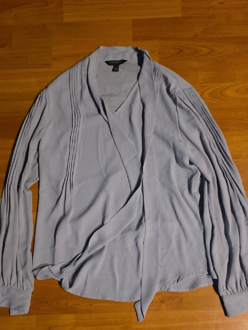 Banana Republic Light Blue Pleated Wrap-Style Blouse